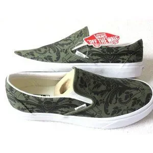 Vans Men's Classic Slip On Skull Tapestry Grape Leaf Canvas Shoes Size NIB